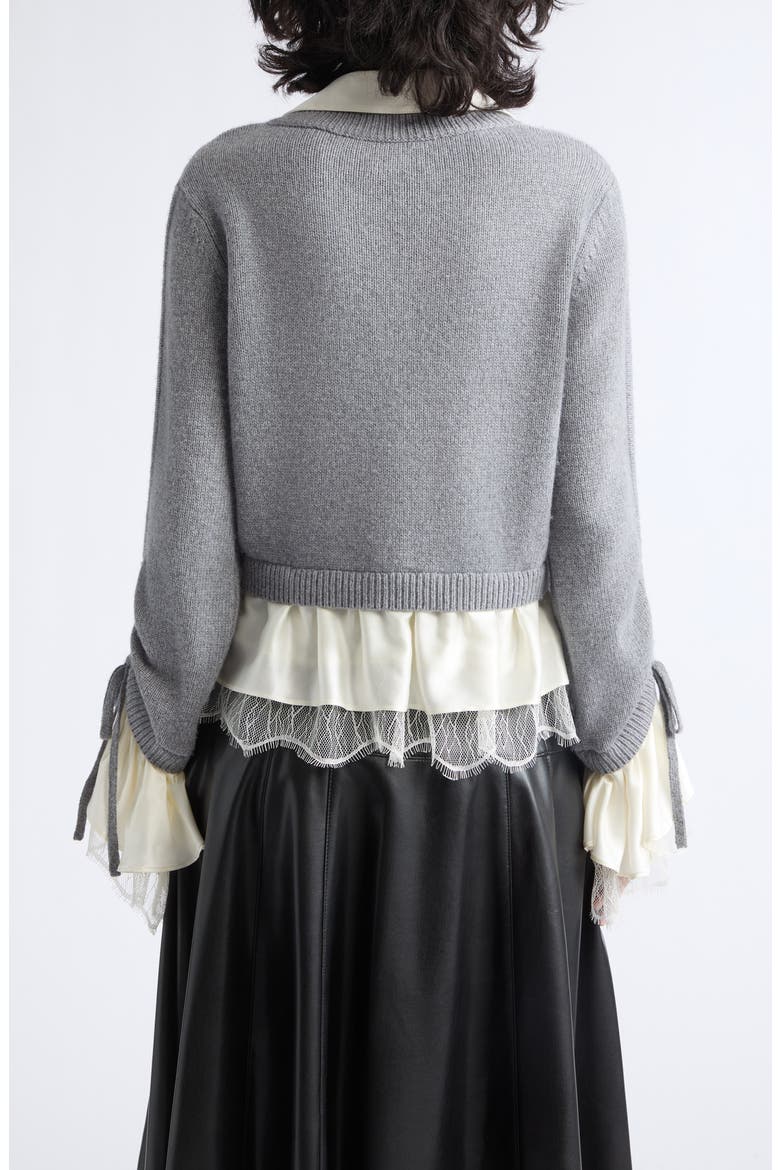 Milla Layered Pullover, Alternate, color, HEATHER GREY/ IVORY