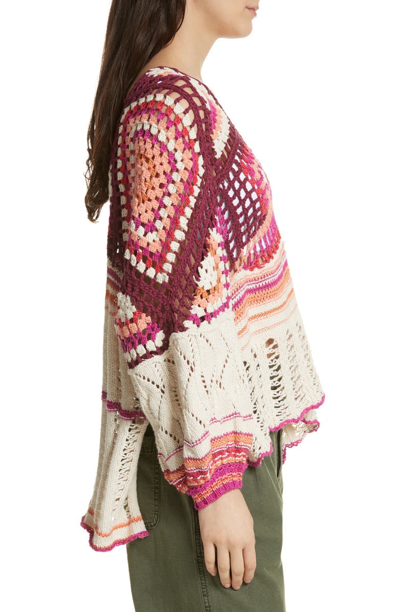 Free People Call Me Crochet Sweater, Alternate, color, 