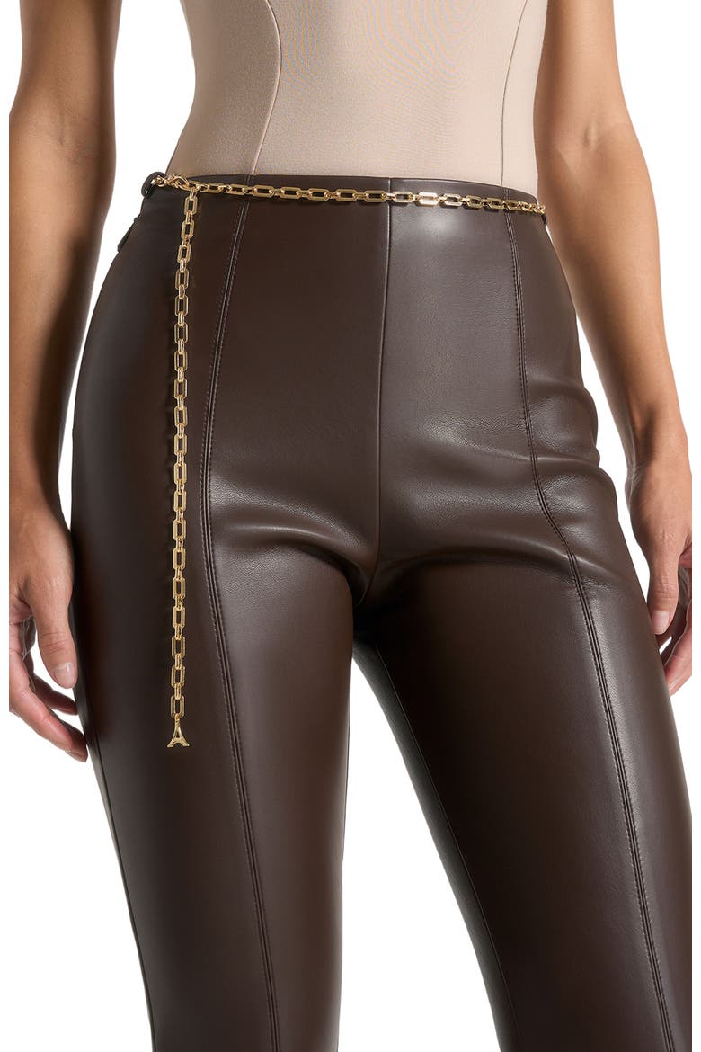 Ninon Leather Fit And Flare Leggings With Chain, Alternate, color, Brown