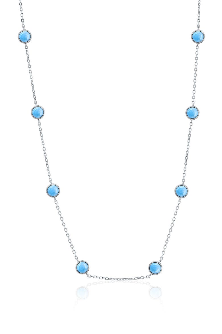 Sterling Silver Round Larimar Station Chain Necklace, Main, color, BLUE