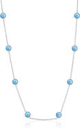 SIMONA Sterling Silver Round Larimar Station Chain Necklace