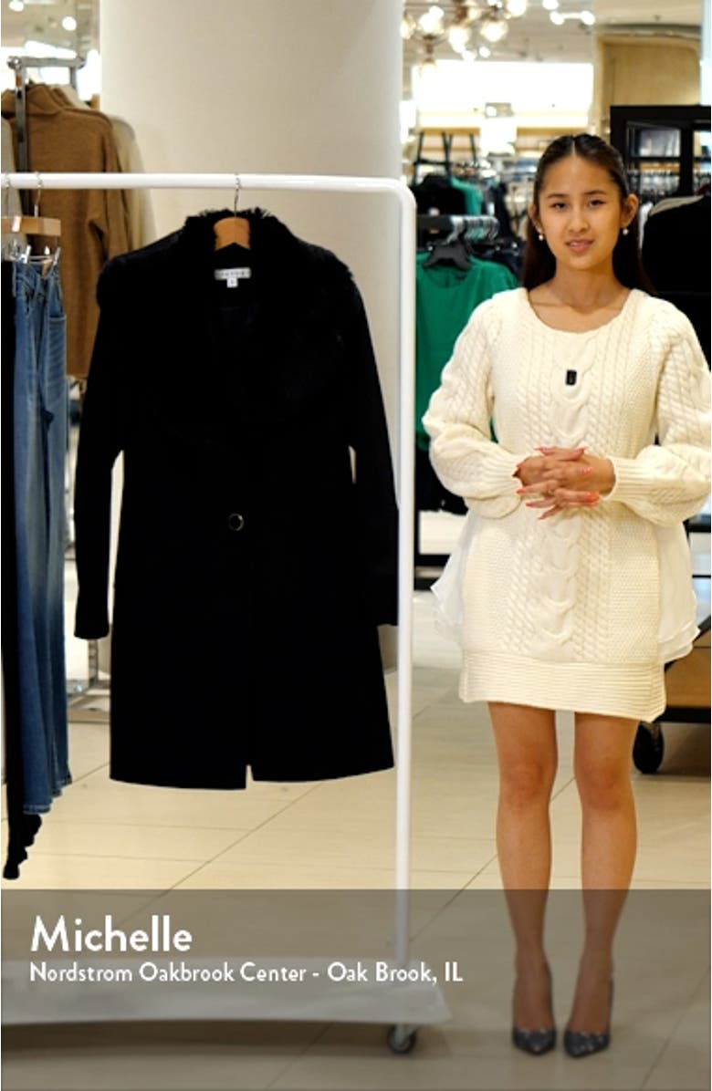 Faux Fur Collar Wool Blend Coat, sales video thumbnail
