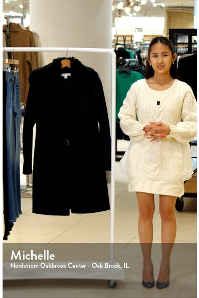 Faux Fur Collar Wool Blend Coat video