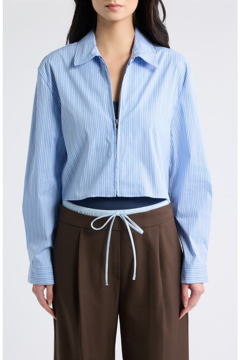 Winger Stripe Zip Top, Main, color, STRIPED LIGHT BLUE