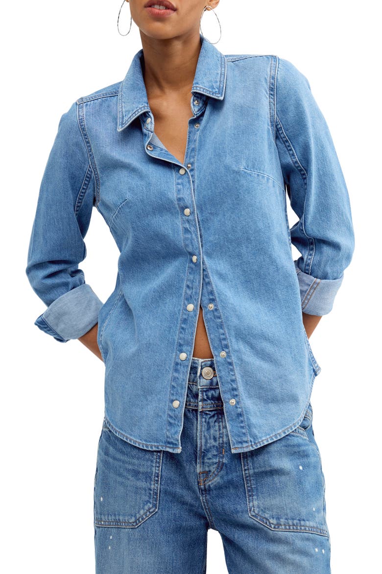 Benny Slim Denim Shirt, Main, color, HARBOR BLUE