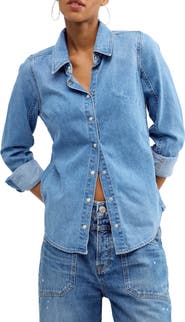 Free People Benny Slim Denim Shirt