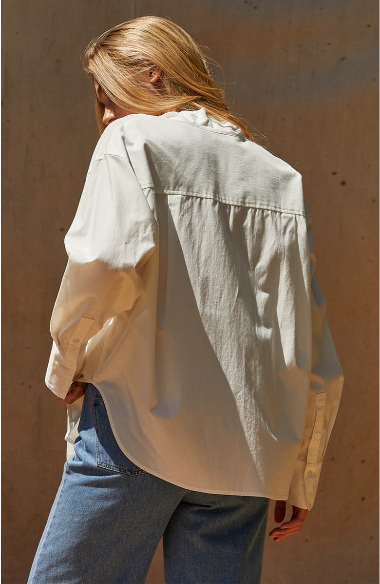 CRESCENT Neck Tie Button Up Blouse, Alternate, color,