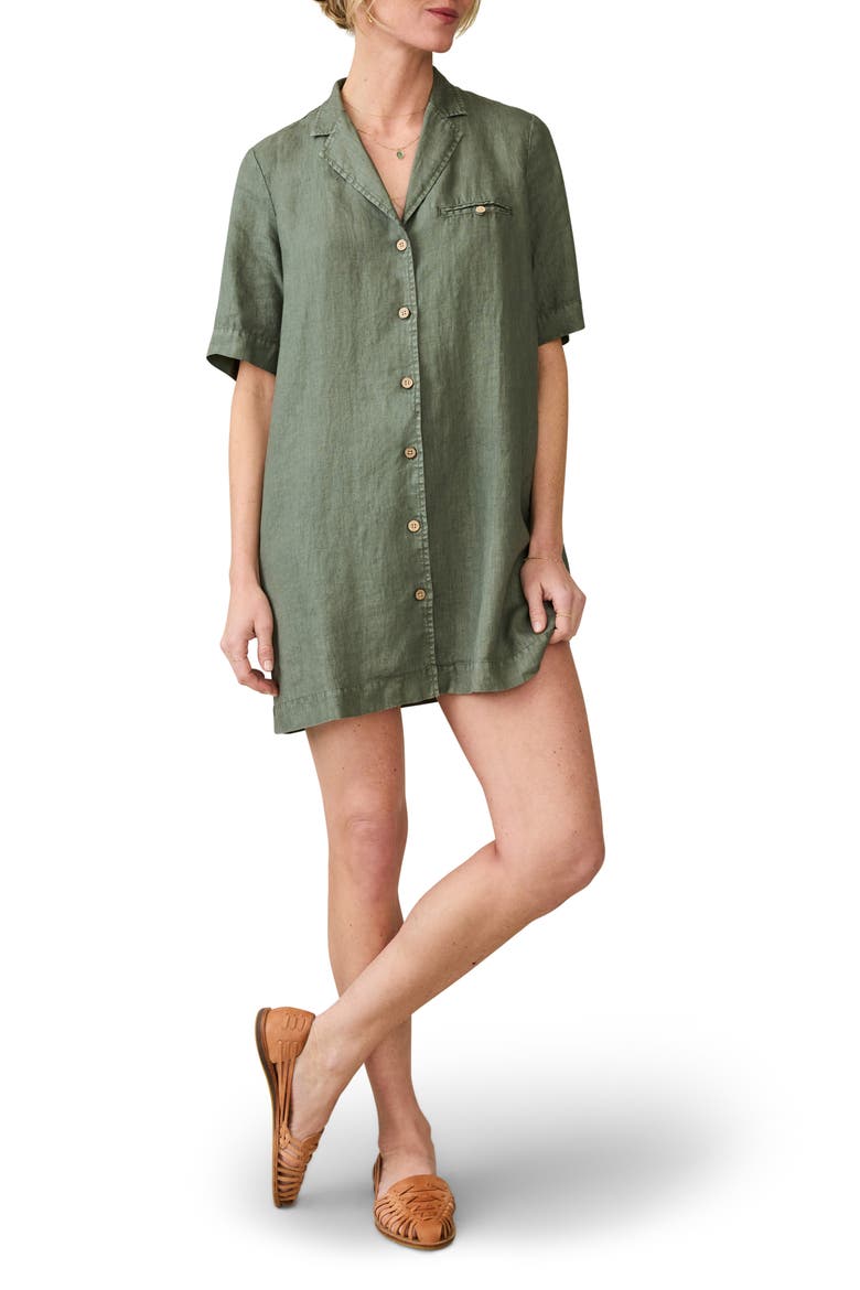 Paradise Point Linen Shirtdress, Main, color, THYME