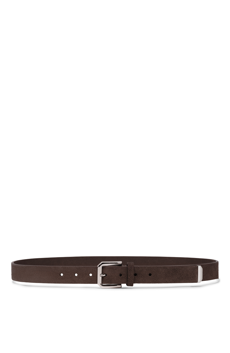 Brunello Cucinelli Reversed leather belt with square buckle and tip, Main, color, 