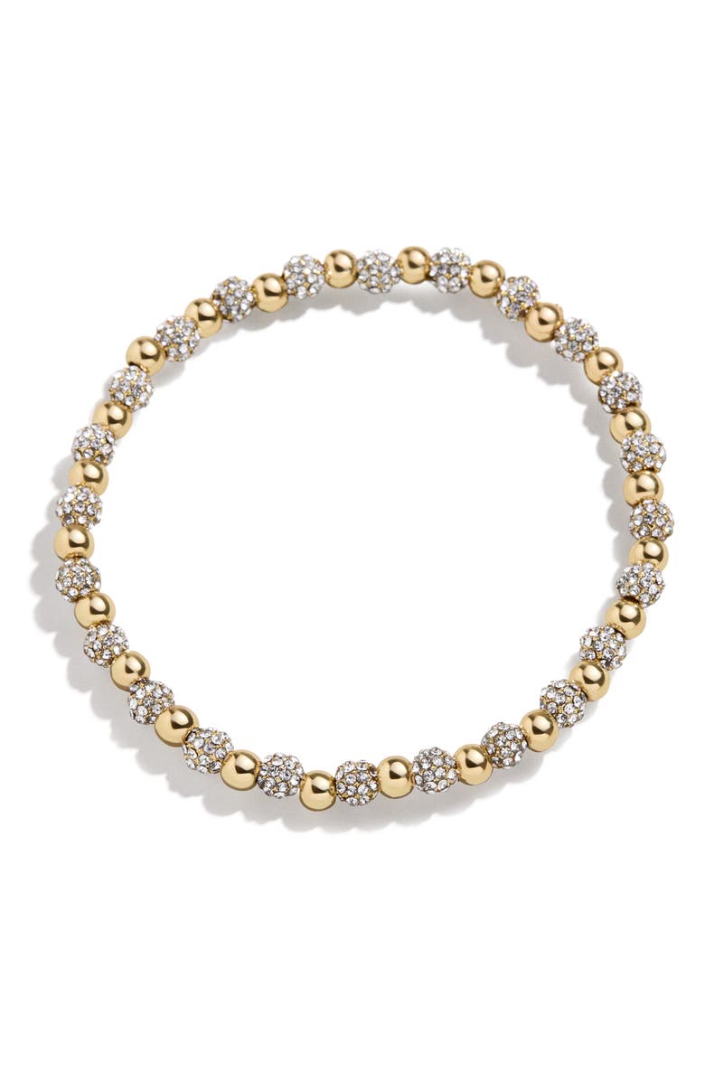 BaubleBar Pisa Pavé Crystal Beaded Stretch Bracelet, Main, color, Clear/ Gold