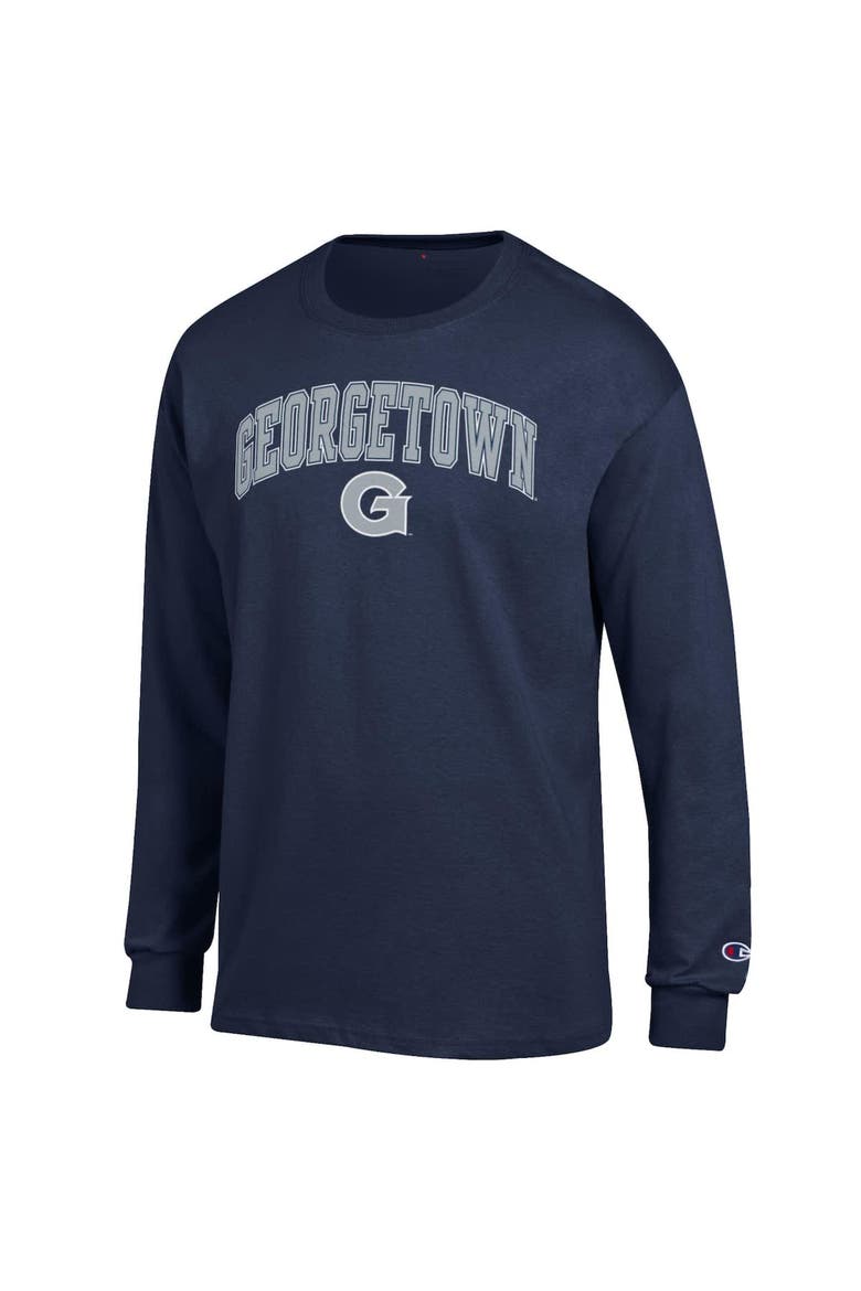 Men's Champion  Navy Georgetown Hoyas Arch Over Logo Long Sleeve T-Shirt, Alternate, color, Navy