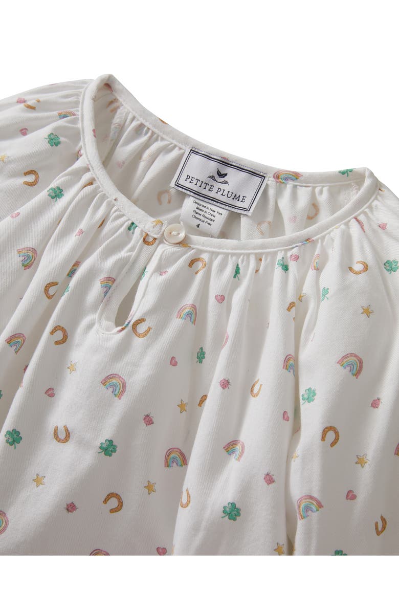 Petite Plume Kids' Delphine Lucky Icon Print Nightgown, Alternate, color, White