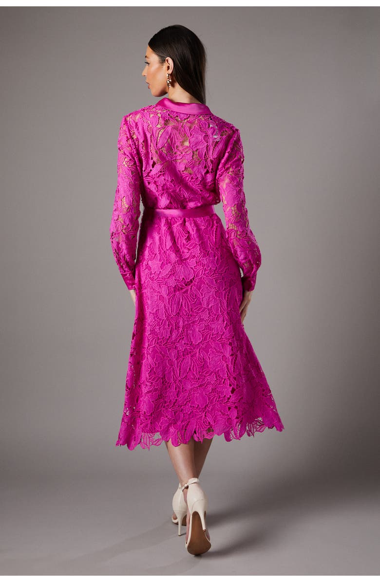 Coast Lace Long Sleeve Shirt Dress, Alternate, color, Magenta