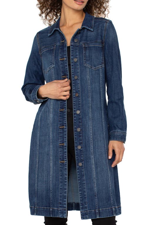 Liverpool Los Angeles Long Denim Trucker Jacket In Blue