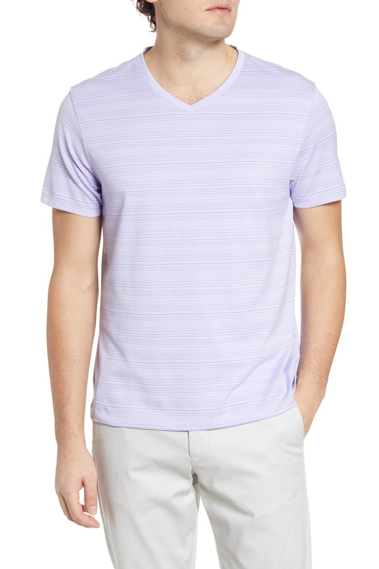 Augustus Stripe V-Neck T-Shirt, Main, color, LILAC