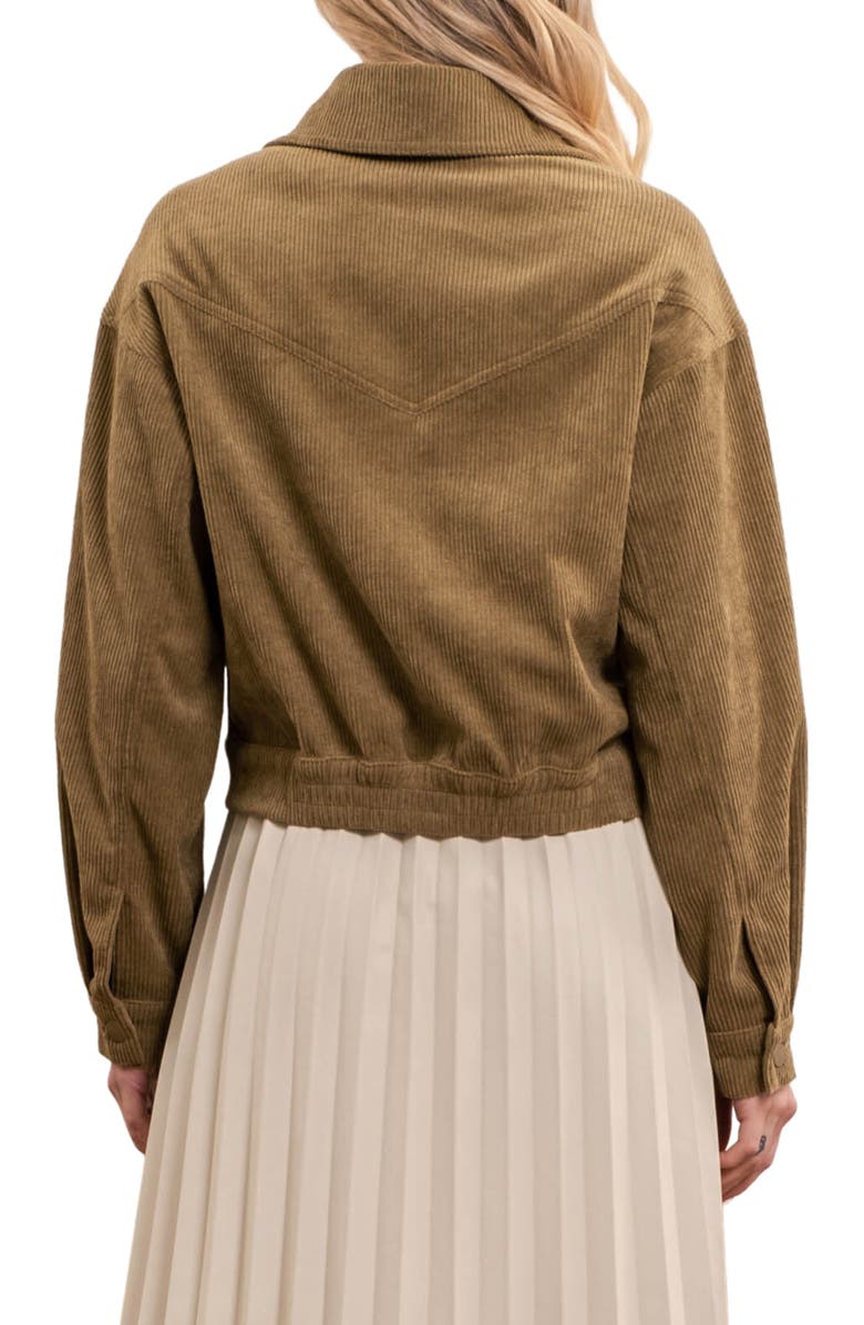 Blu Pepper Corduroy Crop Moto Jacket, Alternate, color, Olive