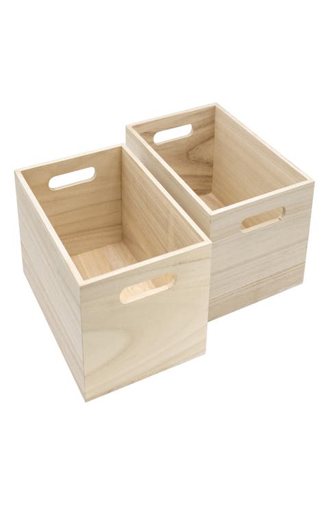Set of 2 Wooden Organizing Crates