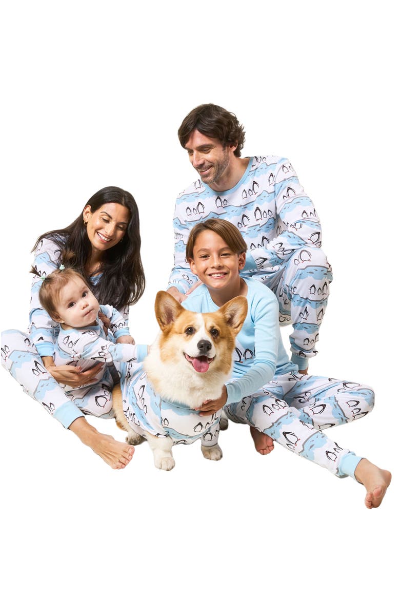 Leveret Footed Printed Cotton Matching Family Holiday Pajamas, Argyles & Holiday Prints, Alternate, color, Penguin