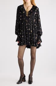 Chloé Liberty Print Long Sleve Silk Charmeuse Minidress
