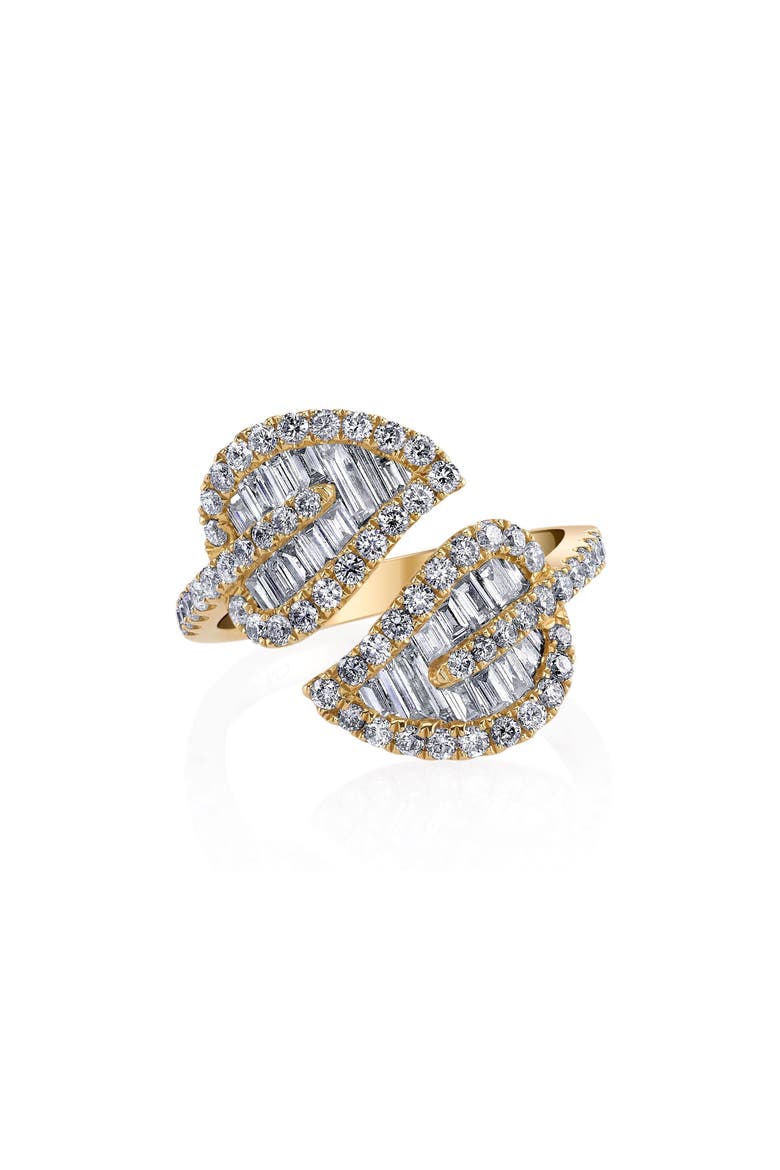 18k Gold Diamond Leaf Ring, Main, color, 18K YELLOW GOLD