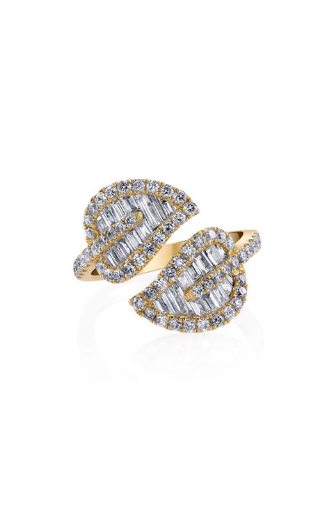 18k Gold Diamond Leaf Ring