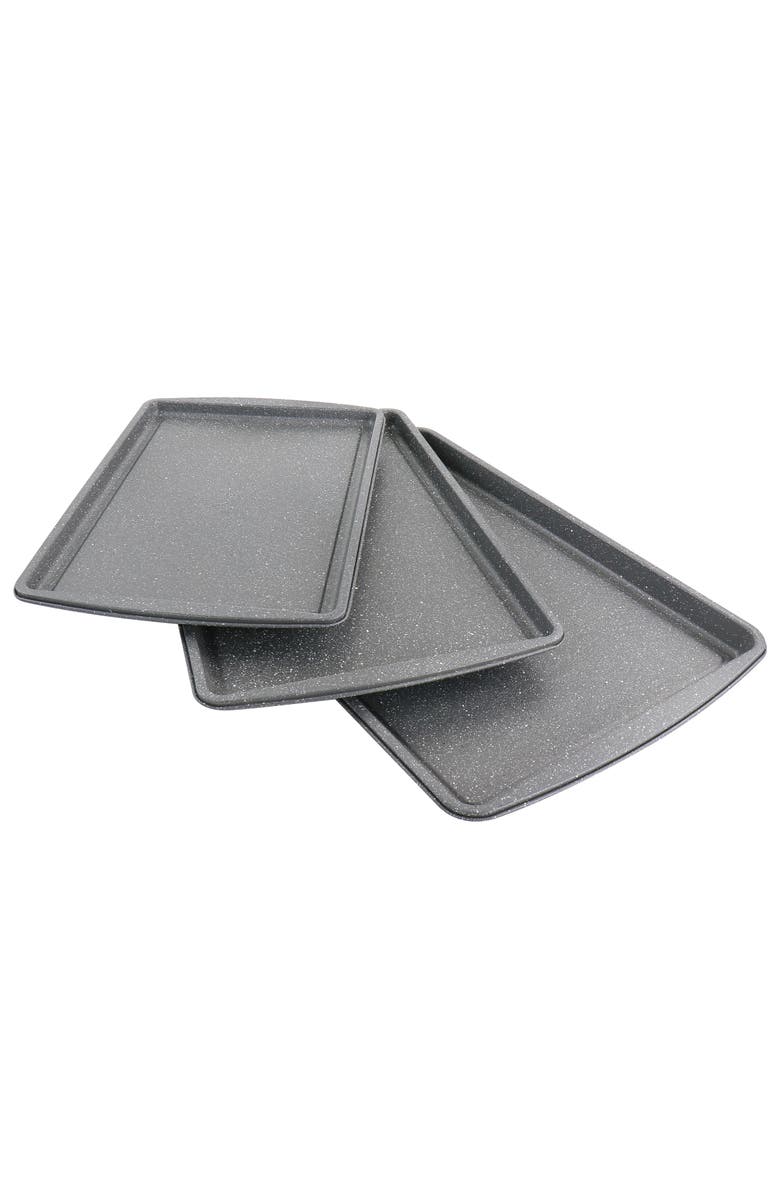 OSTER 3 Piece Carbon Steel Cookie Sheet Set, Alternate, color, Grey