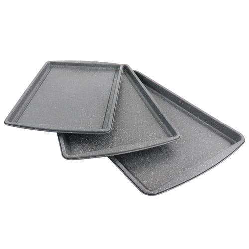 Oster 3 Piece Carbon Steel Cookie Sheet Set In Gray
