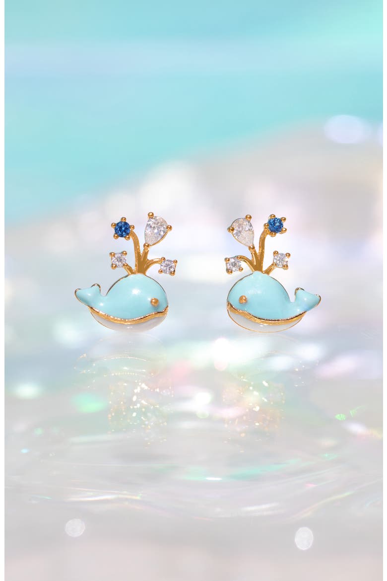 Whale You Be Mine Stud Earrings, Alternate, color, GOLD