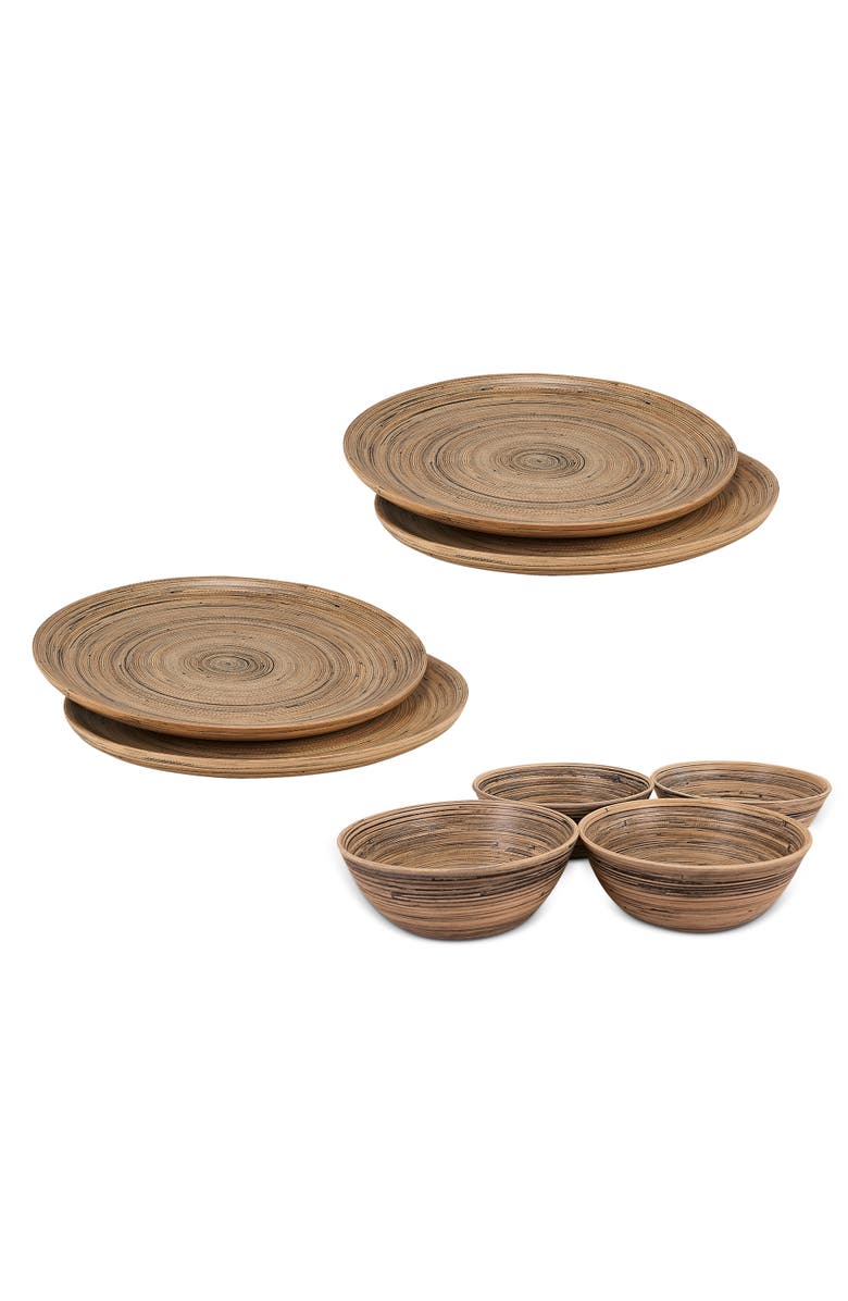 Lexa 8 Piece Plate & Salad Bowl Set, Main, color, Black