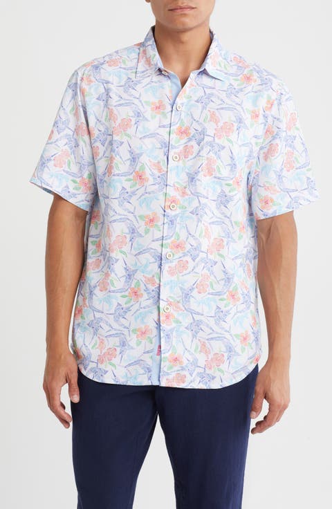 Coconut Point Marlin Mania Short Sleeve Button-Up Shirt