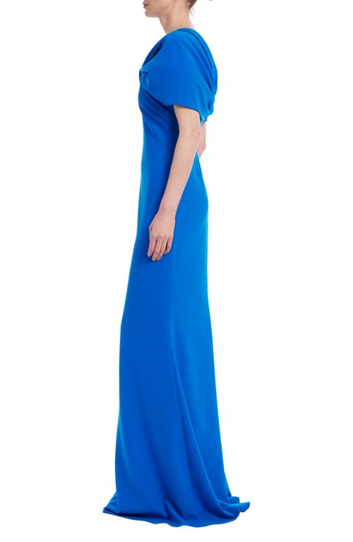 Badgley Mischka Collection Twist Detail Trumpet Gown In Cobalt