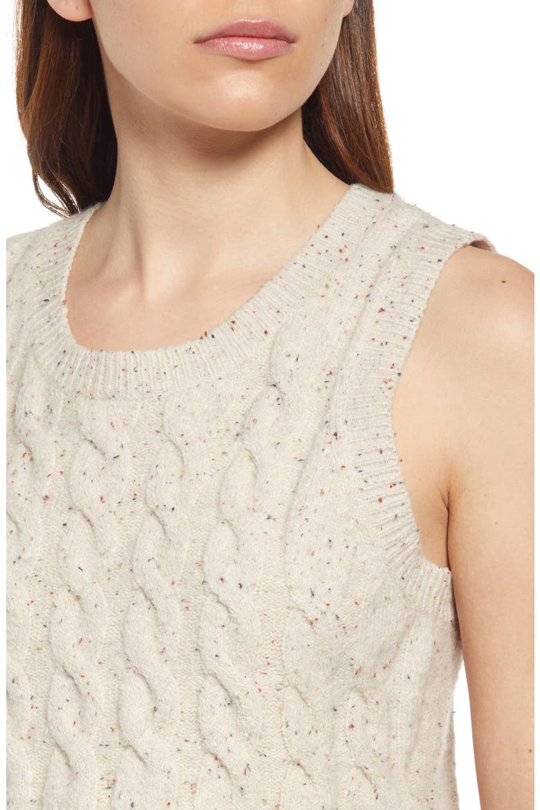 Crop Cable Knit Cotton Blend Sweater Tank, Alternate, color, BEIGE OATMEAL HEATHER COMBO