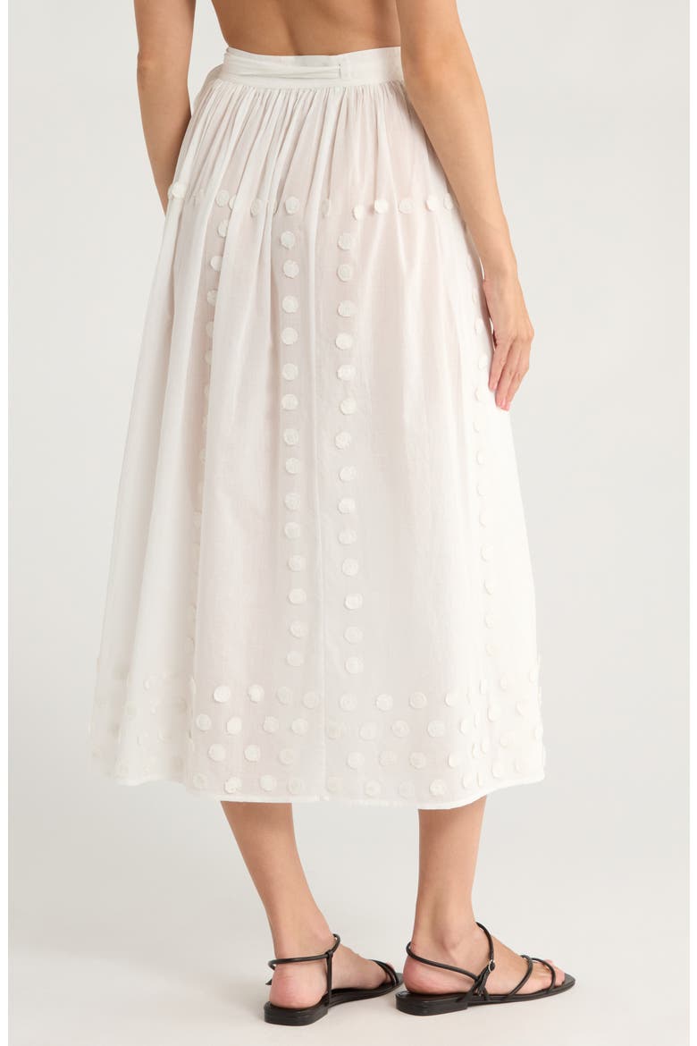 Kyla Floral Appliqué Cotton Cover-Up Wrap Skirt, Alternate, color, PRISTINE