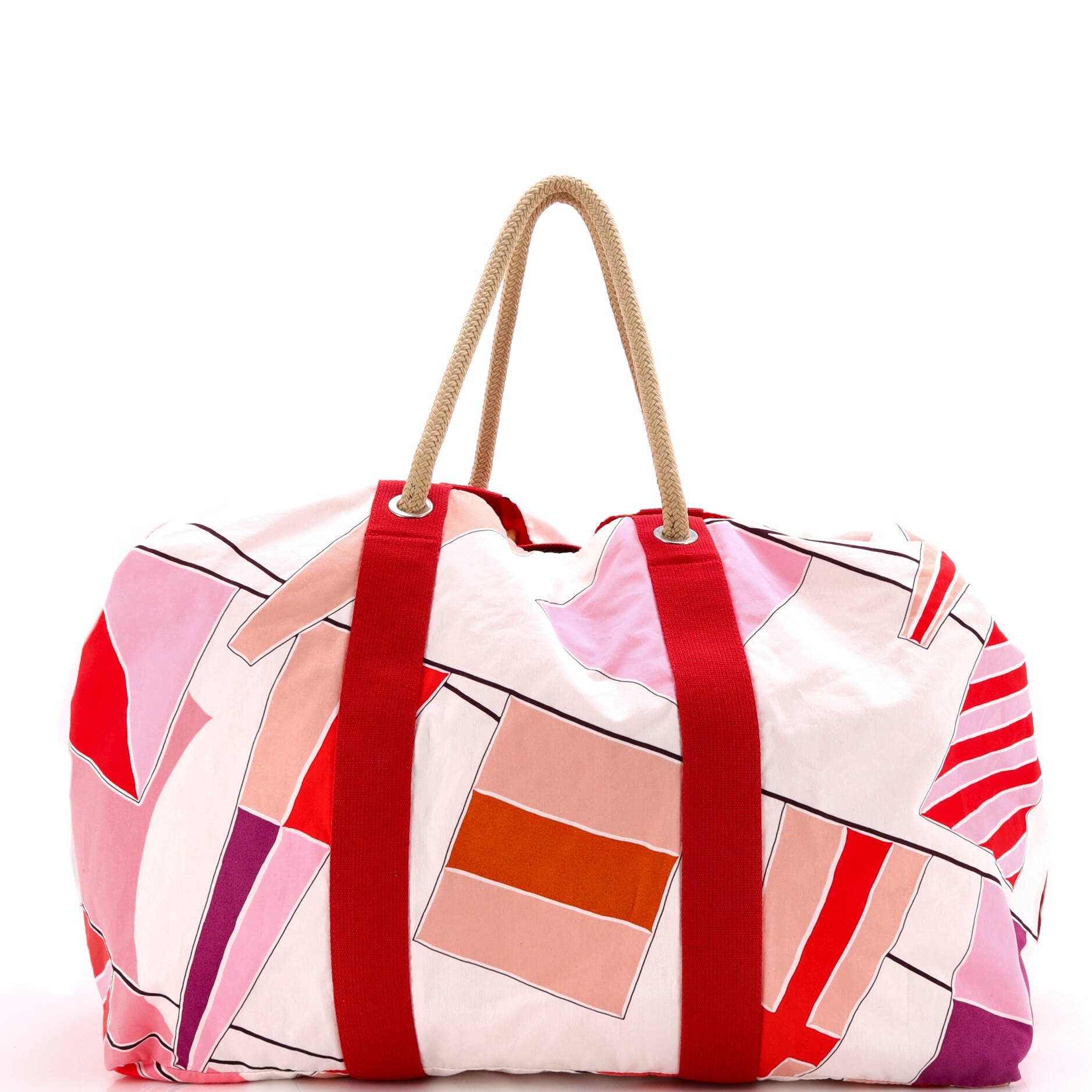 Pre-Owned Hermes Drapeaux Au Vent Bag Printed Canvas Large, Alternate, color, Red