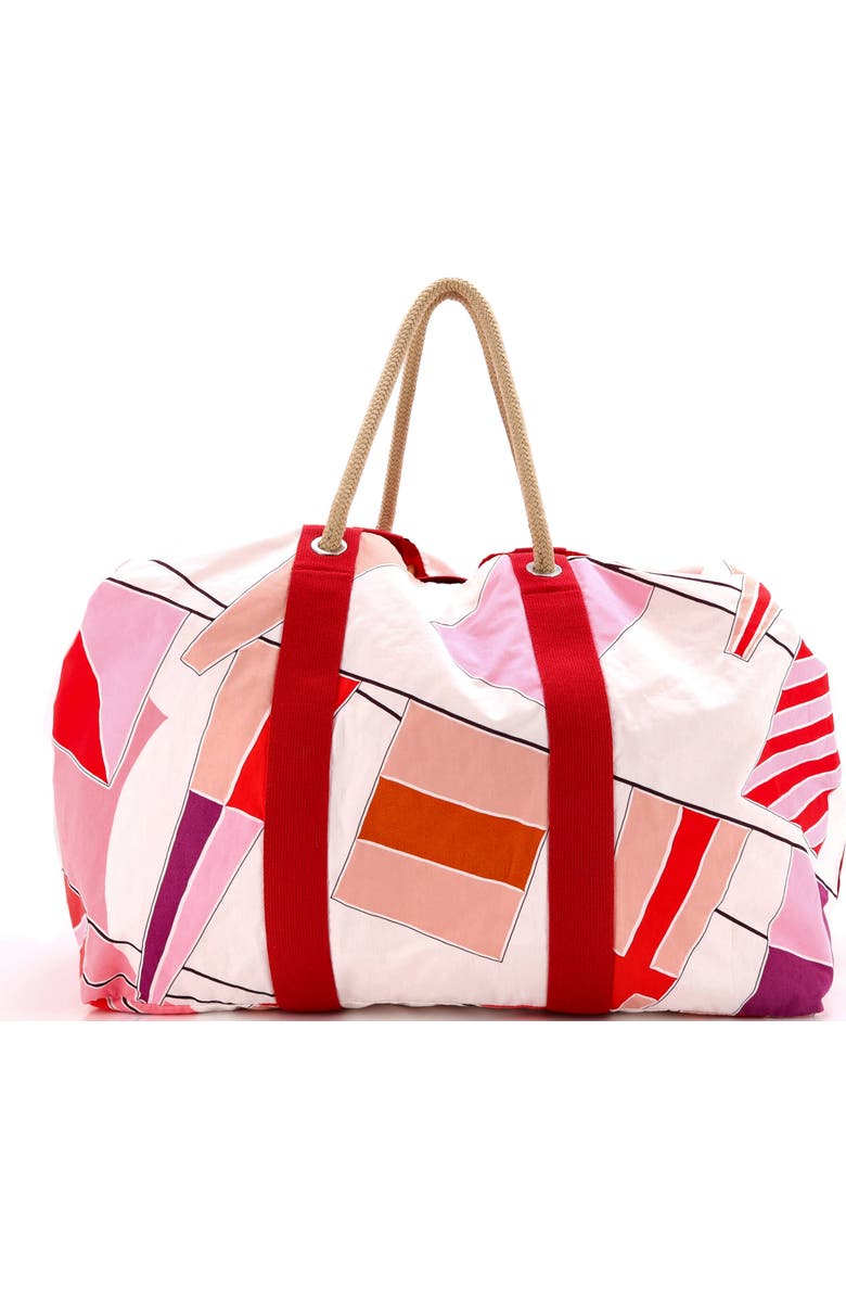 Pre-Owned Hermes Drapeaux Au Vent Bag Printed Canvas Large, Alternate, color, Red