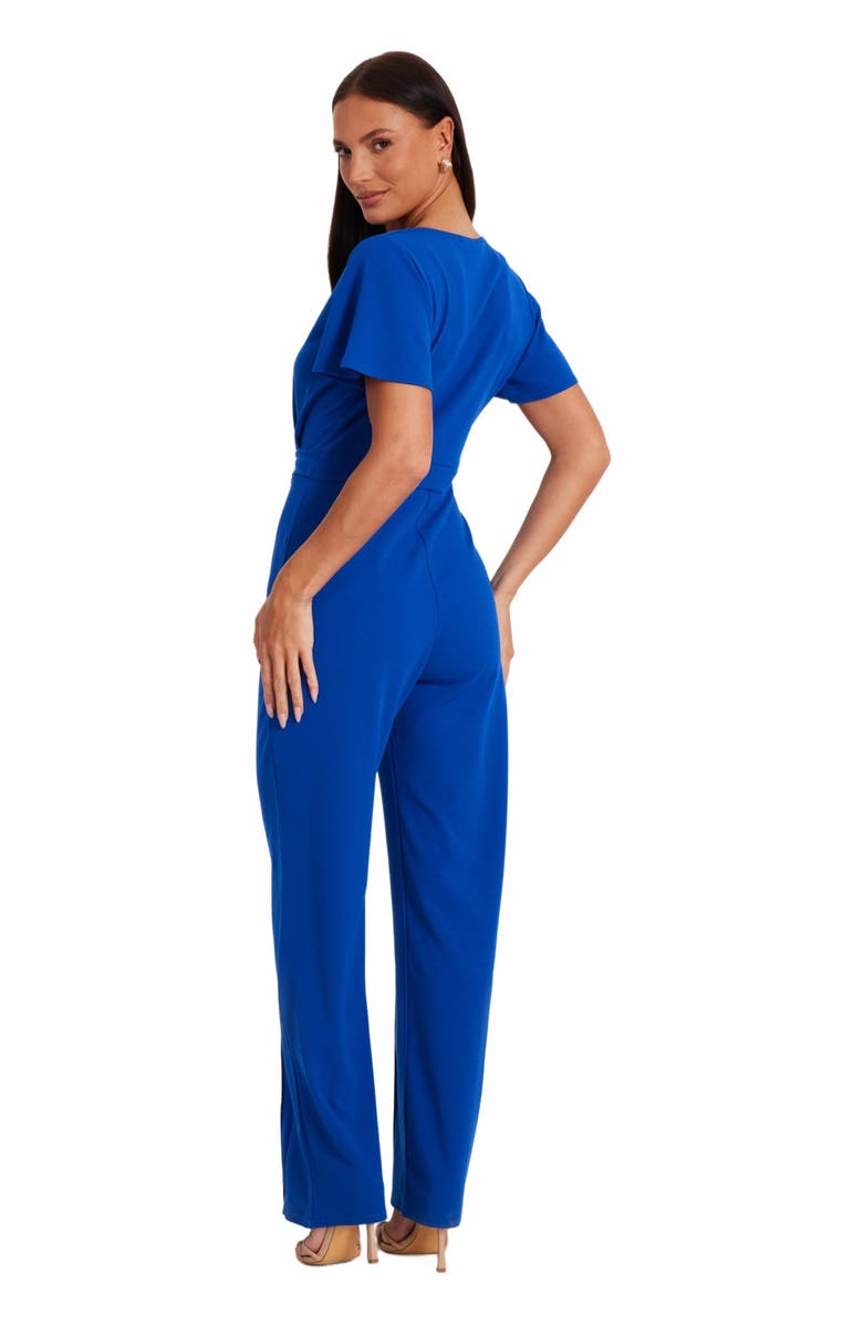 QUIZ Scuba Crepe Wrap Front Palazzo Jumpsuit, Alternate, color,