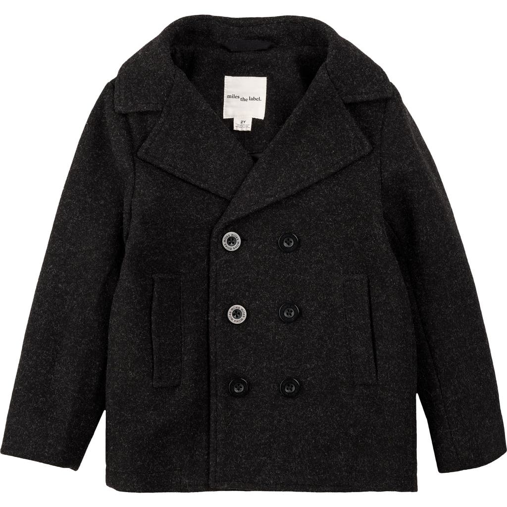 Miles The Label Kids' Heathered Peacoat In Gray