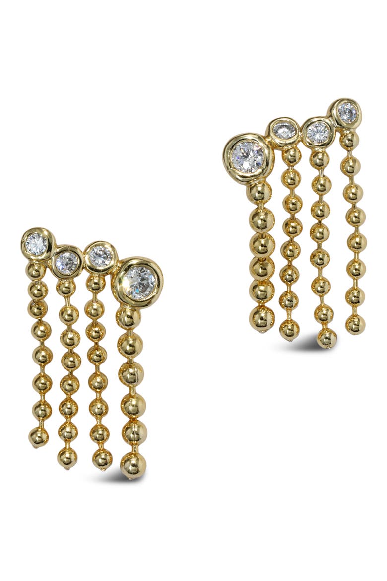 Asterales Cubic Zirconia Bubble Fringe Climber Earrings, Main, color, STONES