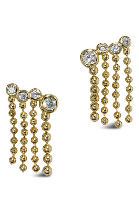 Asterales Cubic Zirconia Bubble Fringe Climber Earrings