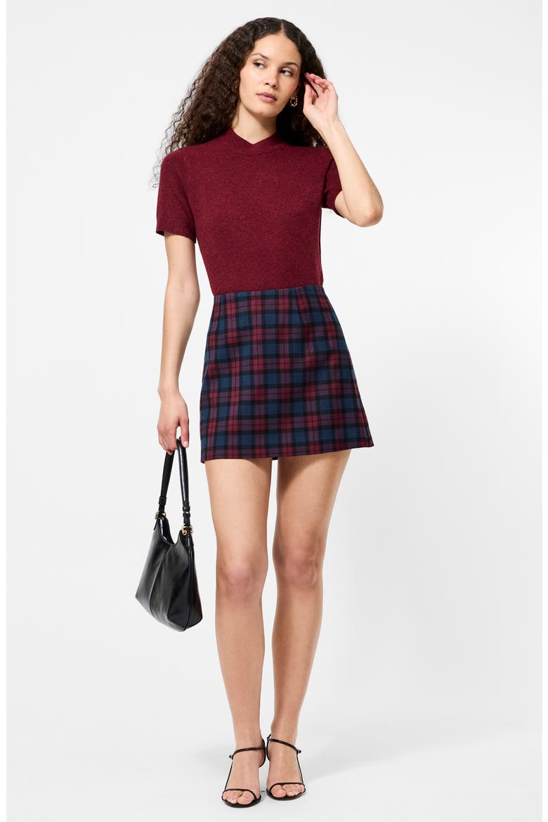 Melba Plaid Miniskirt, Alternate, color, MARINE-CABERNET