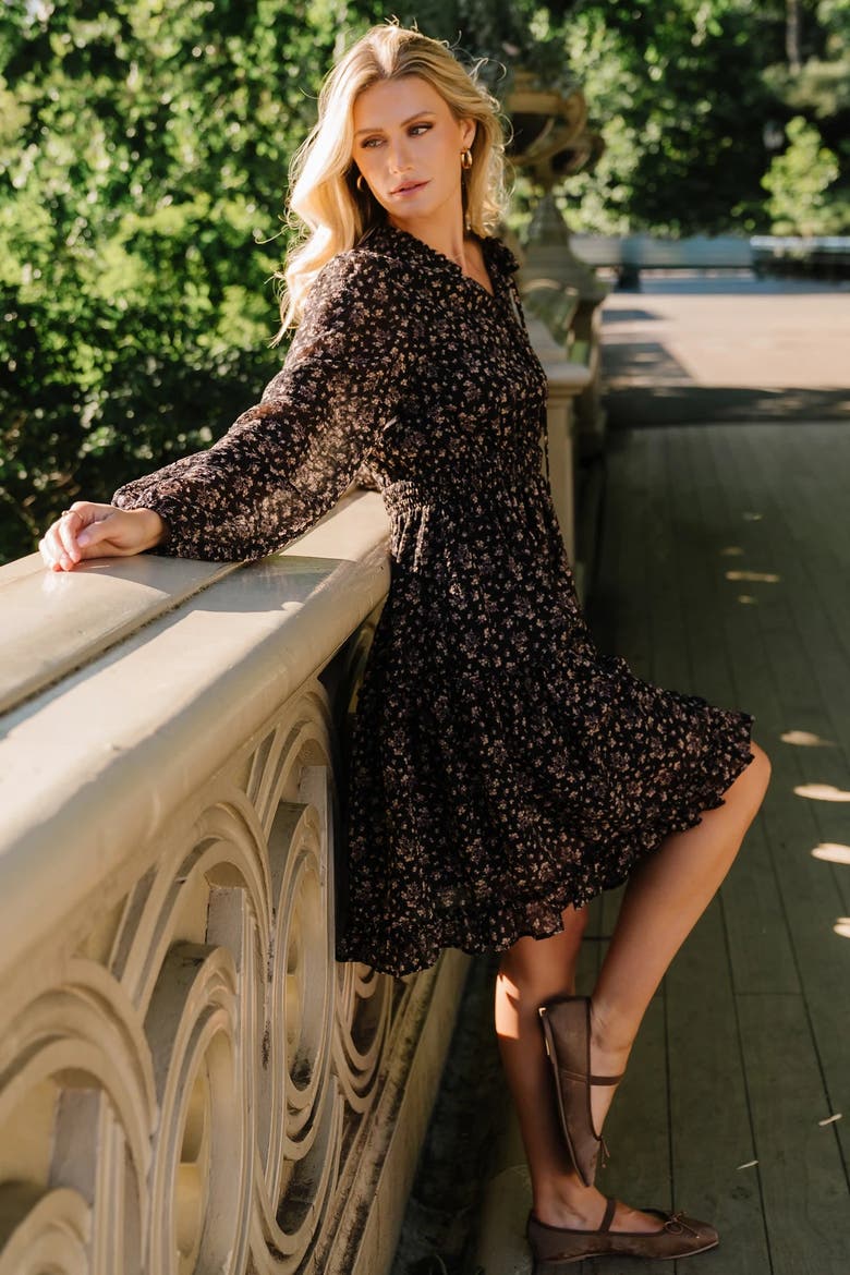 Fairfield Short Dress, Alternate, color, Black Floral