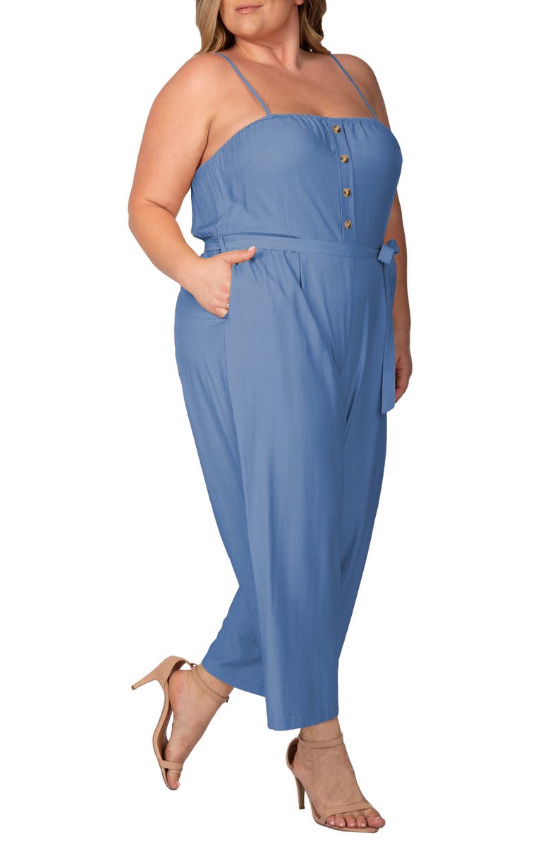Standards & Practices Tie Waist Sleeveless Wide Leg Jumpsuit, Alternate, color, Bleach Blue