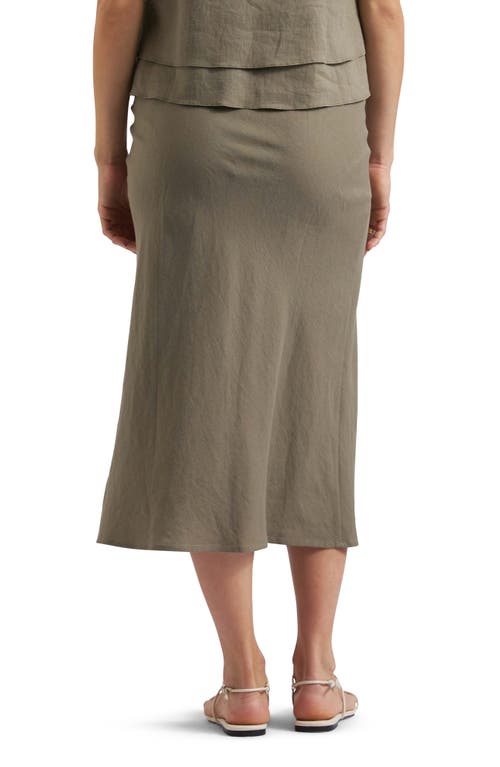 Shop Ripe Maternity Debbie Linen Blend Skirt In Olive