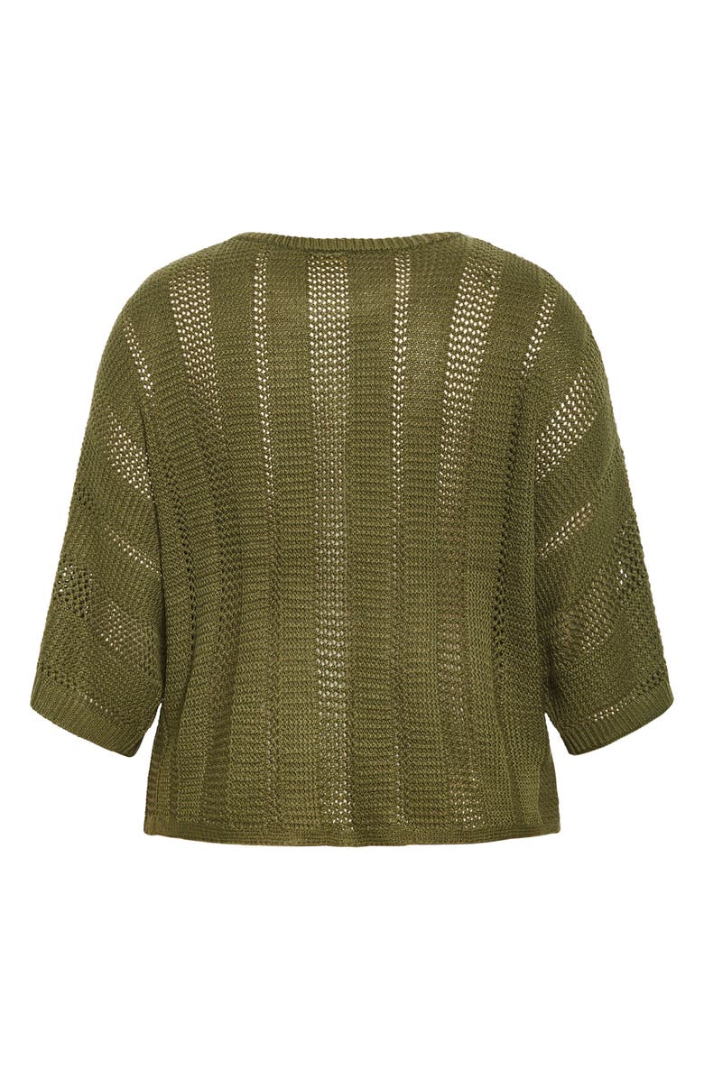 City Chic Sienna Open Stitch Sweater, Alternate, color, Khaki