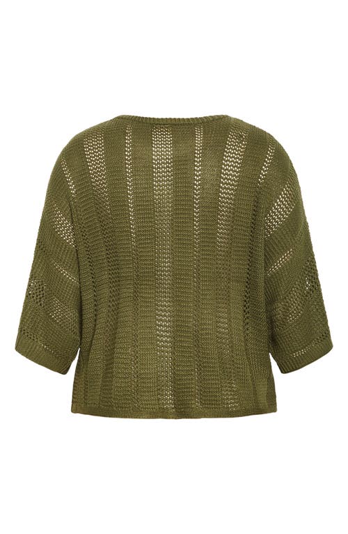 City Chic Sienna Open Stitch Sweater In Green