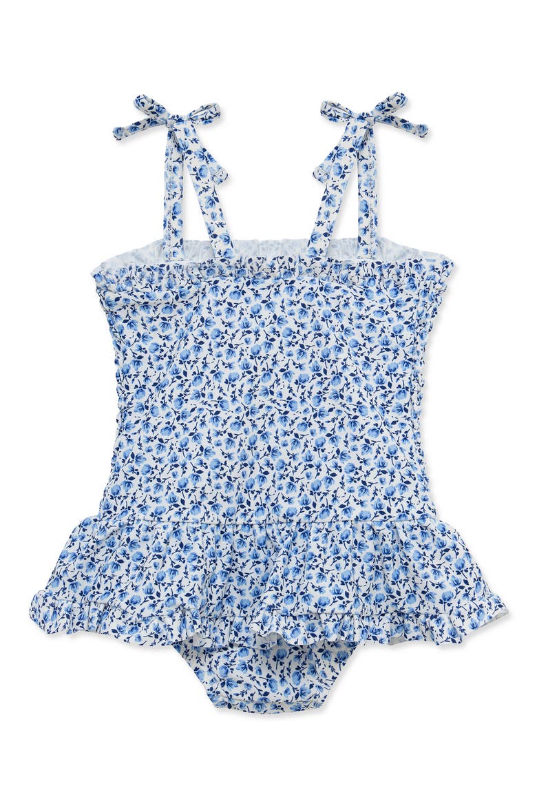 Floral Smocked One-Piece Swimsuit, Alternate, color, BLUE