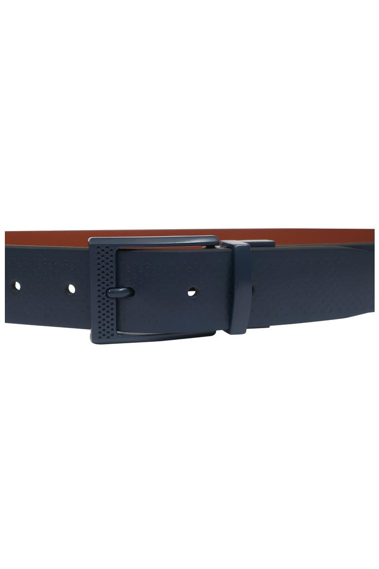 Golf Reversible Embossed Perf to Smooth Texture Leather Belt, Alternate, color, Navy/Cognac
