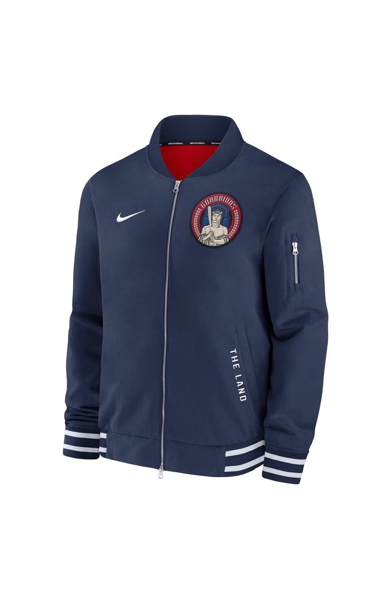 Nike Men's Nike Navy Cleveland Guardians Authentic Collection City Connect Full-Zip Bomber Jacket, Alternate, color, Navy