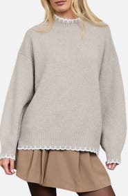 Blu Pepper Scalloped Trim Sweater