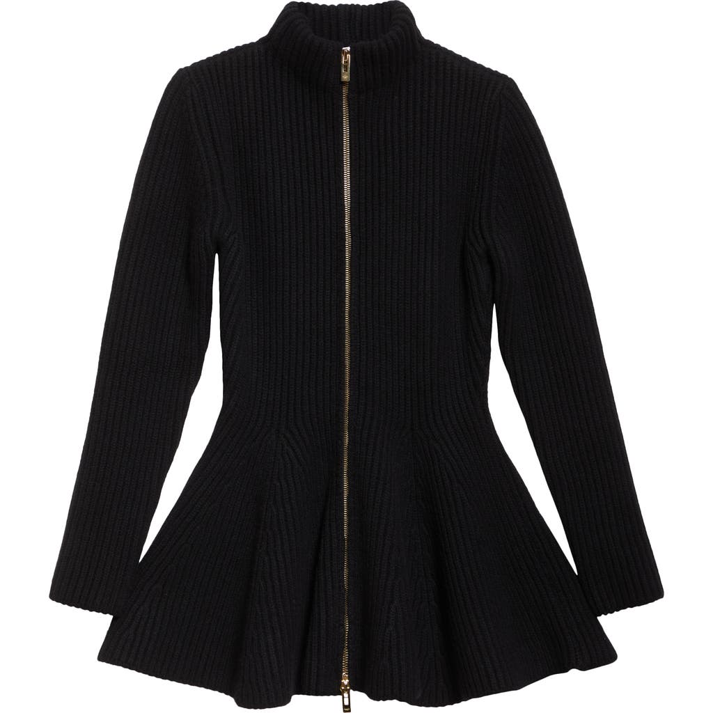 Alaïa Peplum Cardigan In Noir Alaia